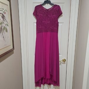 SHEIN Fuchsia Lace High Low Dress